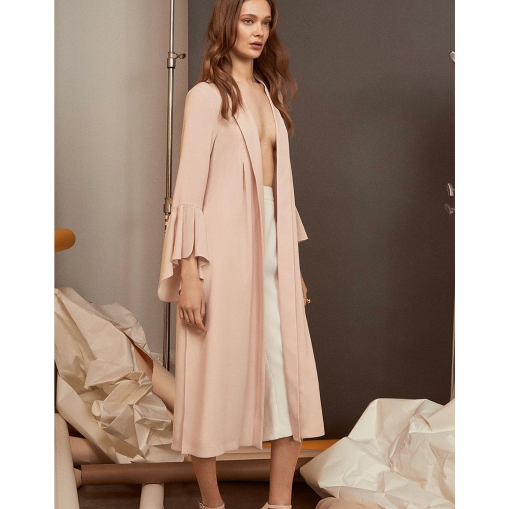 BCBG MAXAZRIA Womens Fairy Robe Jacket Large Pink Cottagecore Feminine $298 - Picture 3 of 10